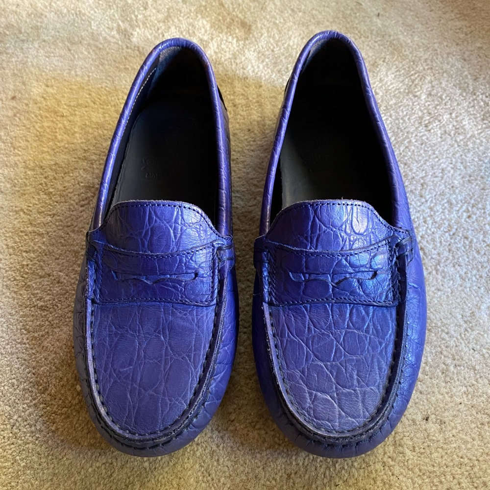 Atelier Italy Leather Slip on Boy's Loafers Driving Moccasins Cobalt Blue